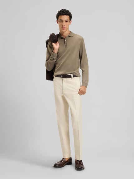 BOSS Regular fit broek van katoenmix, model 'C-KENT' Offwhite - 1