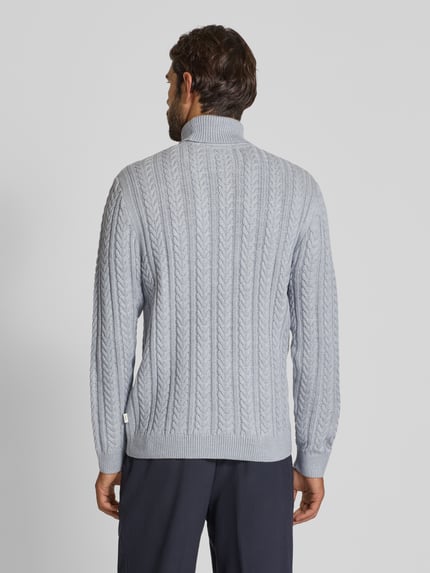 JACK & JONES Premium Rollkragenpullover mit Zopfmuster Hellgrau Melange 5