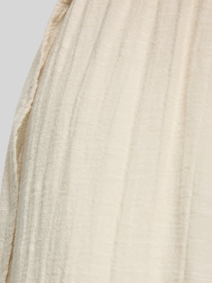 Produktfoto, kremowa Loose Fit Hose aus reiner Baumwolle Modell 'AGNES' von Pieces, struktura flammgarn, tkanina jednokolorowa