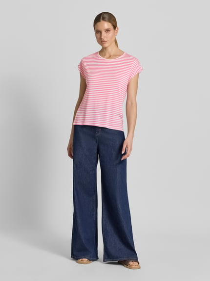 VERO MODA Relaxed Fit T-Shirt aus Lyocell-Mix Modell 'AVA' Pink 1