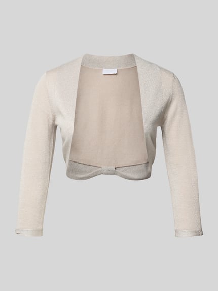 Produktfoto, Regular Fit Bolero aus Viskose-Mix von Jake*s Cocktail in Strick-Optik mit Glitzer, 3/4-Arm, helle Farbe, Rückenlänge 33 cm.