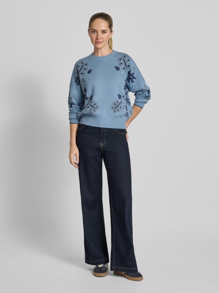 Scotch & Soda Sweter z dzianiny o kroju oversized z prążkowanymi wykończeniami Jeansowy niebieski 1