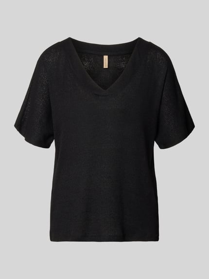 Soyaconcept Strickshirt mit V-Ausschnitt Modell 'Delia' Black 2