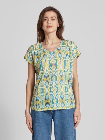 Christian Berg Woman T-Shirt mit Allover-Muster und V-Ausschnitt Apfel 4