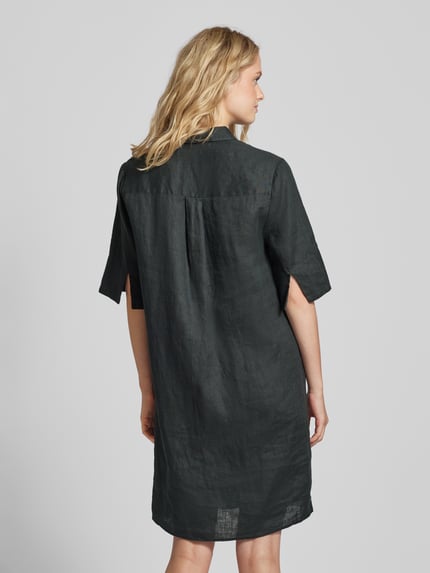 OPUS Knielanges Leinenkleid mit 1/2-Arm Modell 'Walmari' Dunkelgruen 5
