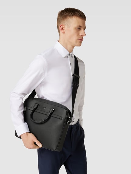 BOSS Torba na laptop z detal z logo model 'Ray' Czarny 1
