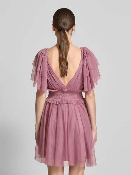 Lace & Beads Cocktailkleid mit V-Ausschnitt und Taillenband Rose 5
