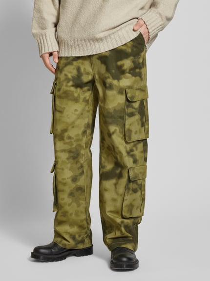 PEGADOR Wide Leg Cargohose mit Gesäßtaschen Modell 'HARMON' Oliv Melange 4