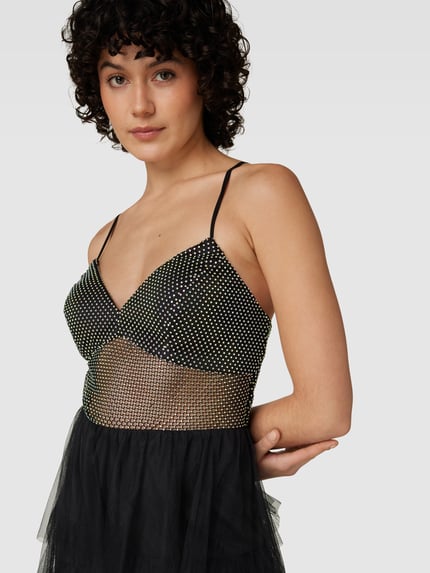 Hey Kyla Abendkleid im Stufen-Look mit Ziersteinbesatz Black 3