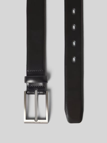Produktfoto, Gürtel aus Leder mit Dornschließe von bugatti, schwarzes Echtleder, klassische Form, Breite 3 cm, Herren Gürtel