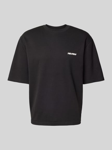 REVIEW T-shirt o kroju oversized z nadrukiem z logo Czarny 2