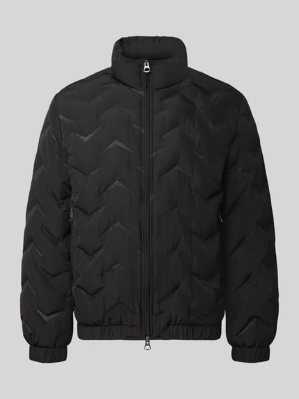 Produktfoto, Steppjacke mit Stehkragen und Reißverschlusstaschen von Antony Morato in Schwarz, Regular Fit, dezente Steppmuster, Zweiwege-Reißverschluss, seitliche Reißverschlusstaschen, Länge 71 cm, Schulterbreite 50 cm, Brustweite 59 cm, Ärmellänge 66 cm