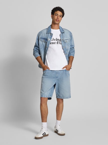 REVIEW T-Shirt mit geripptem Rundhalsausschnitt Weiss 1
