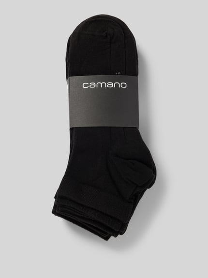 Produktfoto, Socken mit Label-Print im 7er-Pack von camano in Schwarz, Baumwoll-Mix mit Stretch-Anteil, körpernaher Schnitt, gerippter Abschluss