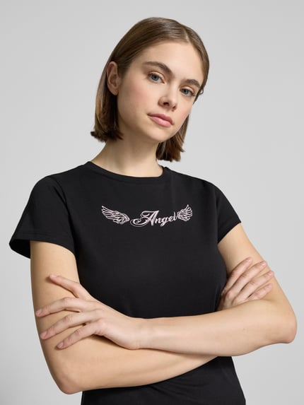 REVIEW T-shirt z nadrukowanym motywem Czarny 3