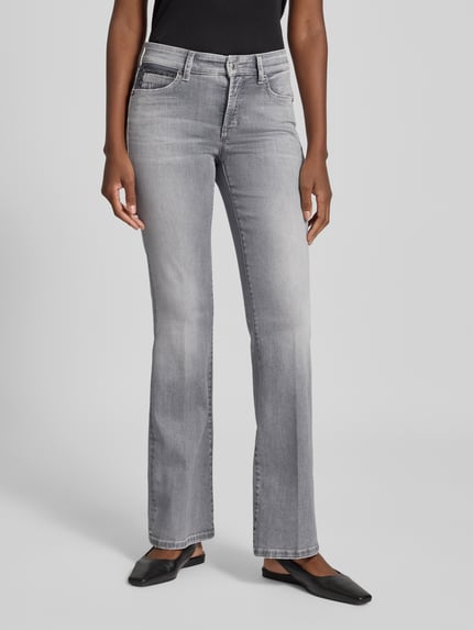 CAMBIO Flared Jeans mit Ziersteinbesatz im 5-Pocket-Design Modell 'PARIS' Hellgrau Melange 4
