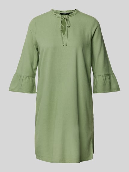 VERO MODA Sukienka tunikowa z mieszanki wiskozy i lnu model 'MYMILO' Oliwkowy 2
