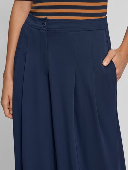 Lauren Ralph Lauren Wide leg stoffen broek met hoge band, model 'CHABRELL' Marineblauw - 3