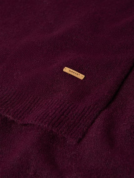 Produktfoto, Schal mit Label-Patch Modell 'Witzia' von Barts in dunklem Bordeauxrot mit feiner Strickstruktur, Damen Schal von Barts