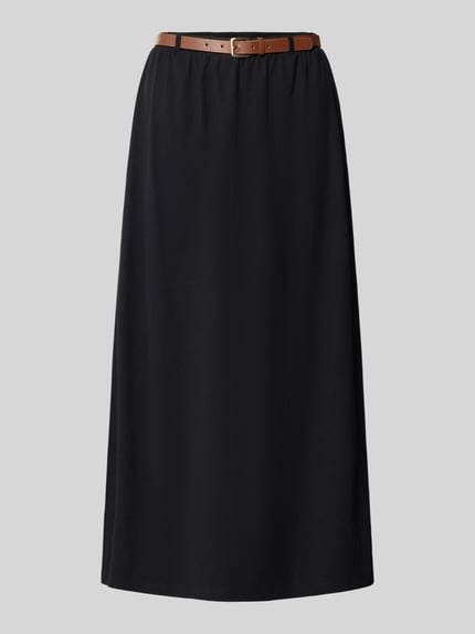 Produktfoto, Maxi-rok van katoenmix model 'LUNA' van Vero Moda in uni-look, licht uitlopend fit, maxi-lengte, jersey, rechte zoom, riemlussen, elastische tailleband, met riem