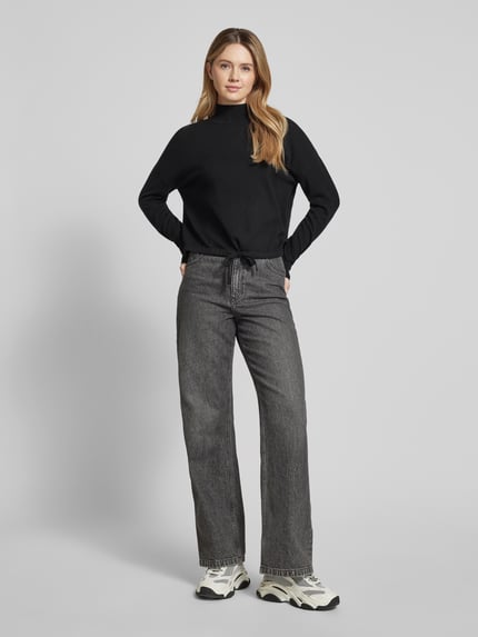 Street One Sweatshirt met ribboorden BLACK - 1