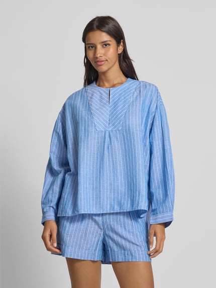 Scotch & Soda Relaxed Fit Bluse aus Baumwoll-Leinen-Mix Hellblau 4