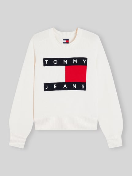 Tommy Jeans sweter o kroju regular fit z mieszanka bawełny i wełny Biały 2