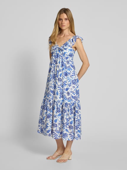 MANGO Midikleid mit Rüschen Modell 'RAMONA' Marine 1