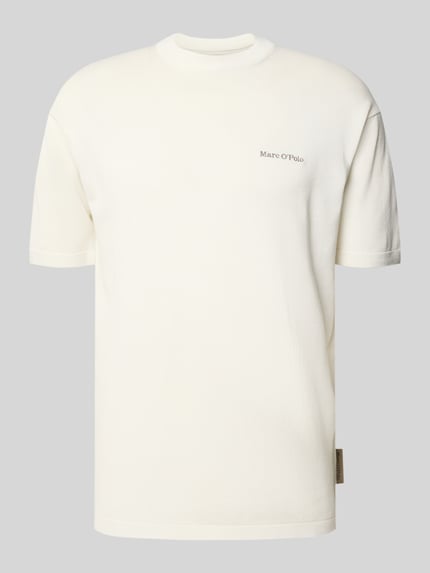 Produktfoto, Regular Fit T-shirt uit puur katoen Marc O'Polo × DFB Travel Collection voor heren met look: effen, labelstitching, labelpatch, ronde hals, korte mouw, knitwear, materiaalverwerking: puur katoen