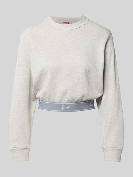 Produktfoto, Cropped Sweatshirt mit Logo-Stitching van Kenzo, puur katoen, kort fit, ronde hals, elastische boordjes, ruglengte bij maat S 44 cm