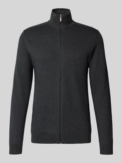 Selected Regular Fit Strickjacke aus reiner Baumwolle Modell 'BERG' Dunkelgrau 2