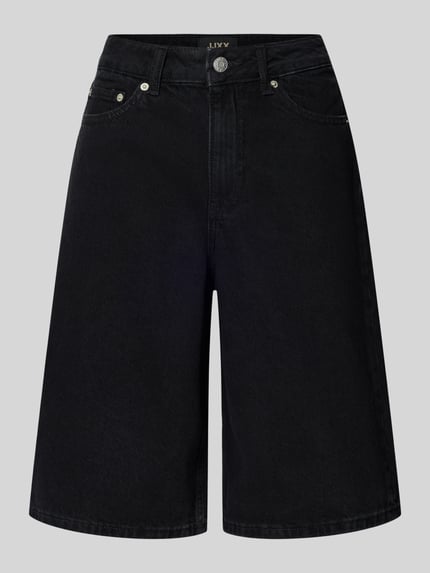 Produktfoto, Long Shorts im 5-Pocket-Design Modell 'TOKYO' von JJXX aus Reine Baumwolle in Schwarz, Wide-Fit, Knopf-Reißverschluss, Damen Shorts