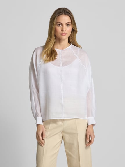 Max Mara Studio Bluse mit Rundhalsausschnitt Modell 'EDILE' Weiss 4