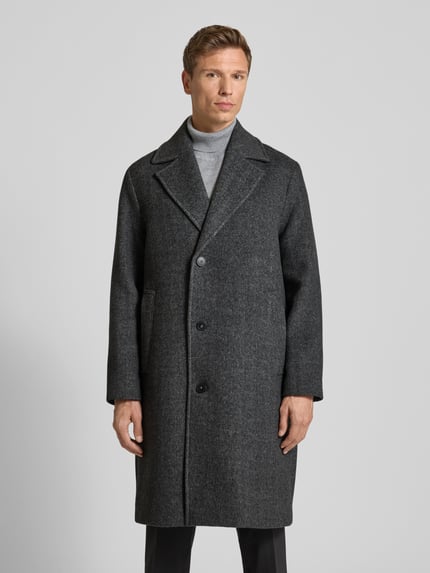 ANNARR Mantel van wolmix met steekzakken model 'RAGNAR' Middengrijs gemêleerd - 4