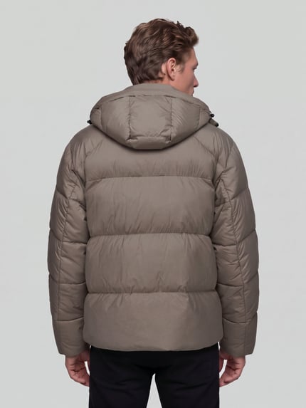 BOSS Green Daunenjacke mit Kapuze und Logo-Patch Sand 5