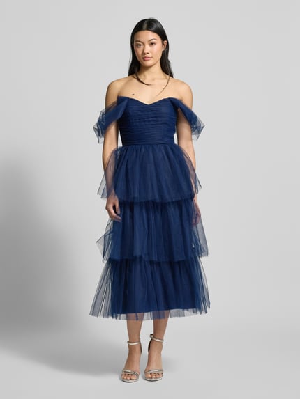 Lace & Beads Abendkleid im Stufen-Look Marine 4