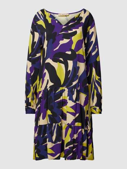 Smith and Soul Knielanges Kleid aus Viskose mit Allover-Muster Taupe 2