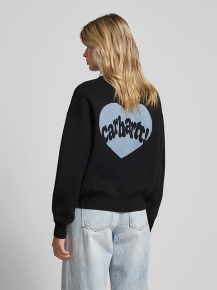Carhartt Work In Progress Sweter z dzianiny z nadrukiem z logo model ‘AMOUR’ Czarny 5