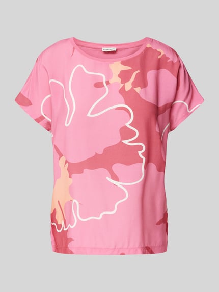 Tom Tailor T-shirt o kroju regular fit z czystej wiskozy Mocnoróżowy 2