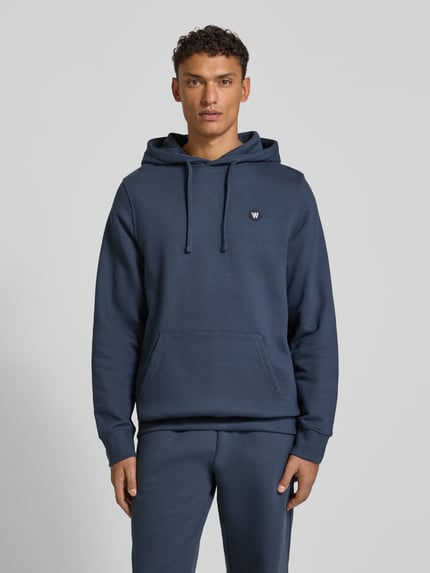 Wood Wood Hoodie mit Känguru-Tasche Modell 'Ash' Blau 4