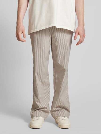 PEGADOR Wide leg stoffen broek met labelstitching, model 'RATON' Taupe - 4