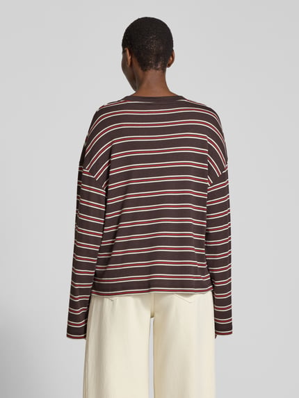 Closed Relaxed Fit Longsleeve aus Baumwoll-Mix mit Streifenmuster Schoko 5