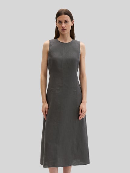 Marc O'Polo Körpernahes Midikleid aus reinem Leinen Dunkelgrau 4