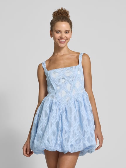 Amy Lynn Cocktailjurk met kant, model 'Lisa' Lichtblauw - 4