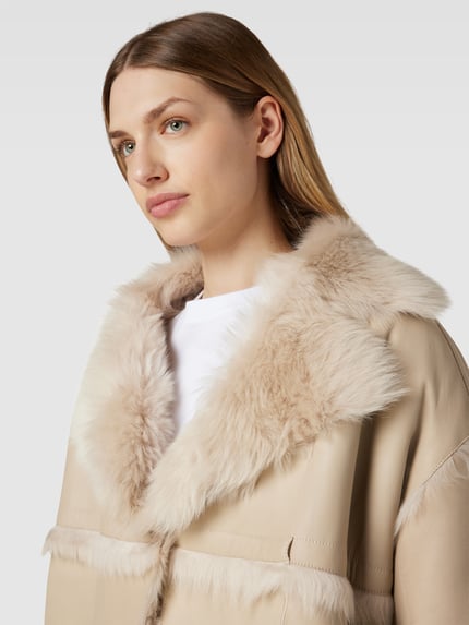 Iro Lederjacke mit Fell-Besatz Beige 3