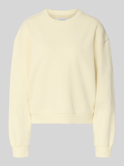 Produktfoto, Sweatshirt mit Rundhalsausschnitt Modell 'SAVAN' von Samsøe Samsøe in sanftem Gelb, reine Baumwolle, Relaxed Fit, glatte Textur