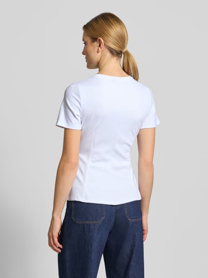 VERO MODA Shaped Fit T-Shirt mit Viskose-Anteil Modell 'ABBY' Weiss 5