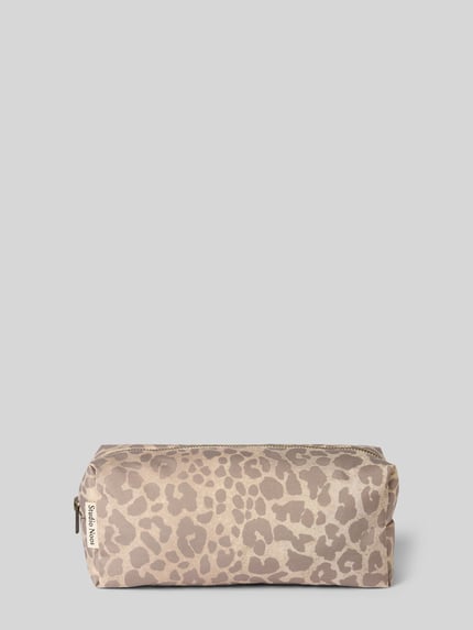 Produktfoto, Etui mit Allover-Animal-Print Modell 'Pouch' von STUDIO NOOS, beżowe i brązowe odcienie, logo, faktura gładka