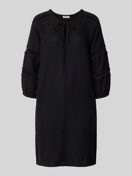 FREE/QUENT Knielange linnen jurk van een mix van linnen en viscose, model 'Laluna' Zwart - 2