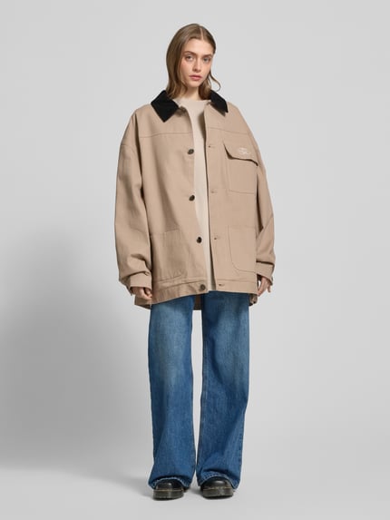 Karo Kauer Hemdjacke mit Label-Stitching Sand 1